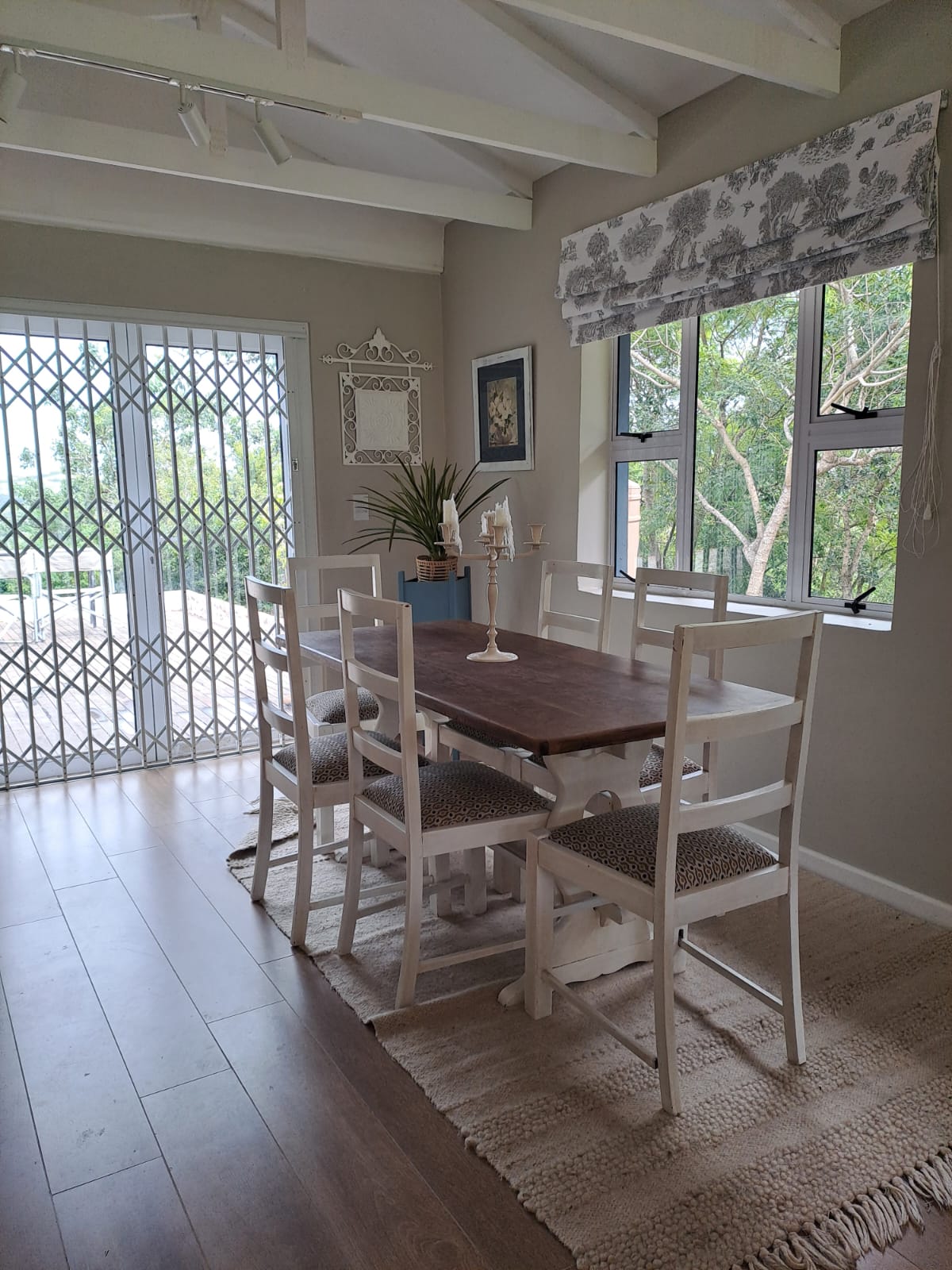 Farmhouse dining table seats six